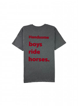 t-shirt équitation gris et rouge