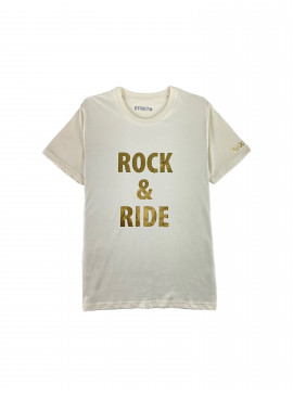 Golden beige short-sleeved horse riding t-shirt - Rock & Ride gold