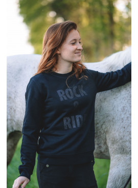 Black glitter riding sweatshirt - Rock & Ride Black
