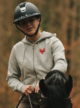 Sweat équitation zip à capuche gris - Equestrian French Touch